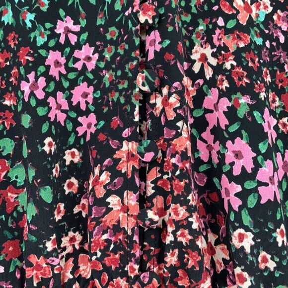 Zara Multicolor Boho Floral Allover Print Balloon Long Sleeve Maxi Dress Size Sm - Picture 10 of 13